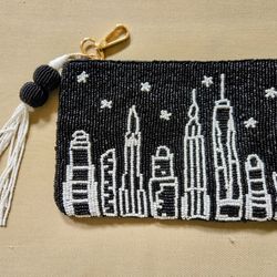 Black & White Beaded Clutch Purse