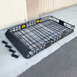 New $160 Roof Basket and Cargo Net (Set) 64x39” Car Top Carrier Luggage Holder 150lbs Max