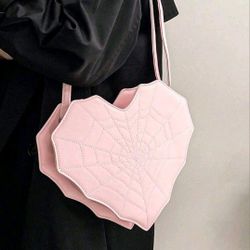 Pink Heart-shaped Spiderweb Backpack 