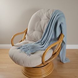 Vintage Mid Century Palm Springs Rattan Classics Bentwood Swivel  Chair & Cushion Exc Cond  - Rocking -