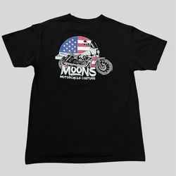 Moons Motorcycle Culture vintage biker club black American T shirt Size Large