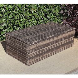 A104 Outdoor 1Piece Rectangle Table Rattan Patio Storage For Sofa, Blankets, Gray/Dark Gray/Light Gray 49 x 25 x 16 Inches                            