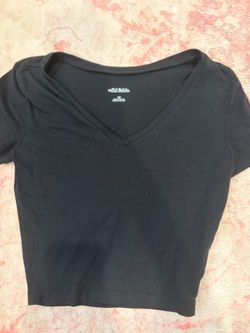 Wild Fable Black V-Neck Crop Top XS