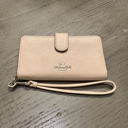 Peach Color Coach Wrist Wallet