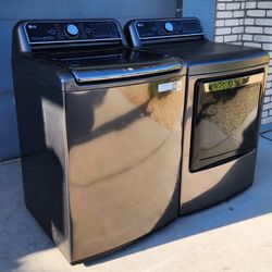 "LG" BLACK STAINLESS TOPLOADER MATCHING SET ULTRA KING SIZE CAPACITY PLUS  4 MONTHS OF WARRANTY & DELIVER FREE 