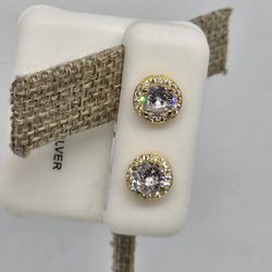 Genuine moissanite 14k gold plated earrings