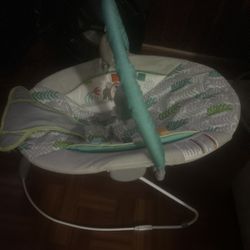 Bright Starts Jungle Vines Comfy Baby Bouncer With Vibrating Infant Seat & Taggies