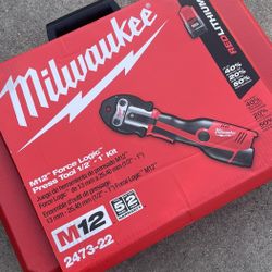 Milwaukee M12 12-Volt Lithium-Ion Force Logic Cordless ProPress Pro Press Tool Kit 3x Jaws w/ 2x 1.5 Ah Battery & Hard Case  $1499  New