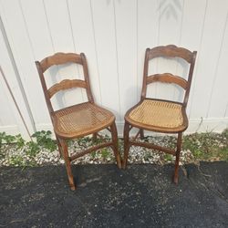 2 Antique Cane Seated Chairs