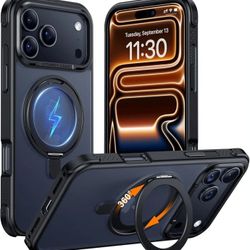 17 Pro Max Case,[with 360°Rotatable Invisible Magnetic O-Ring Stand]