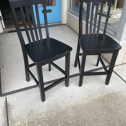 PAIR OF BLACK WOODEN 24” SEAT HEIGHT BAR STOOLS