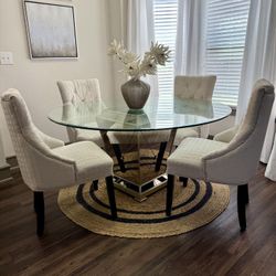 Dining Table Set Glass/Mirrored 