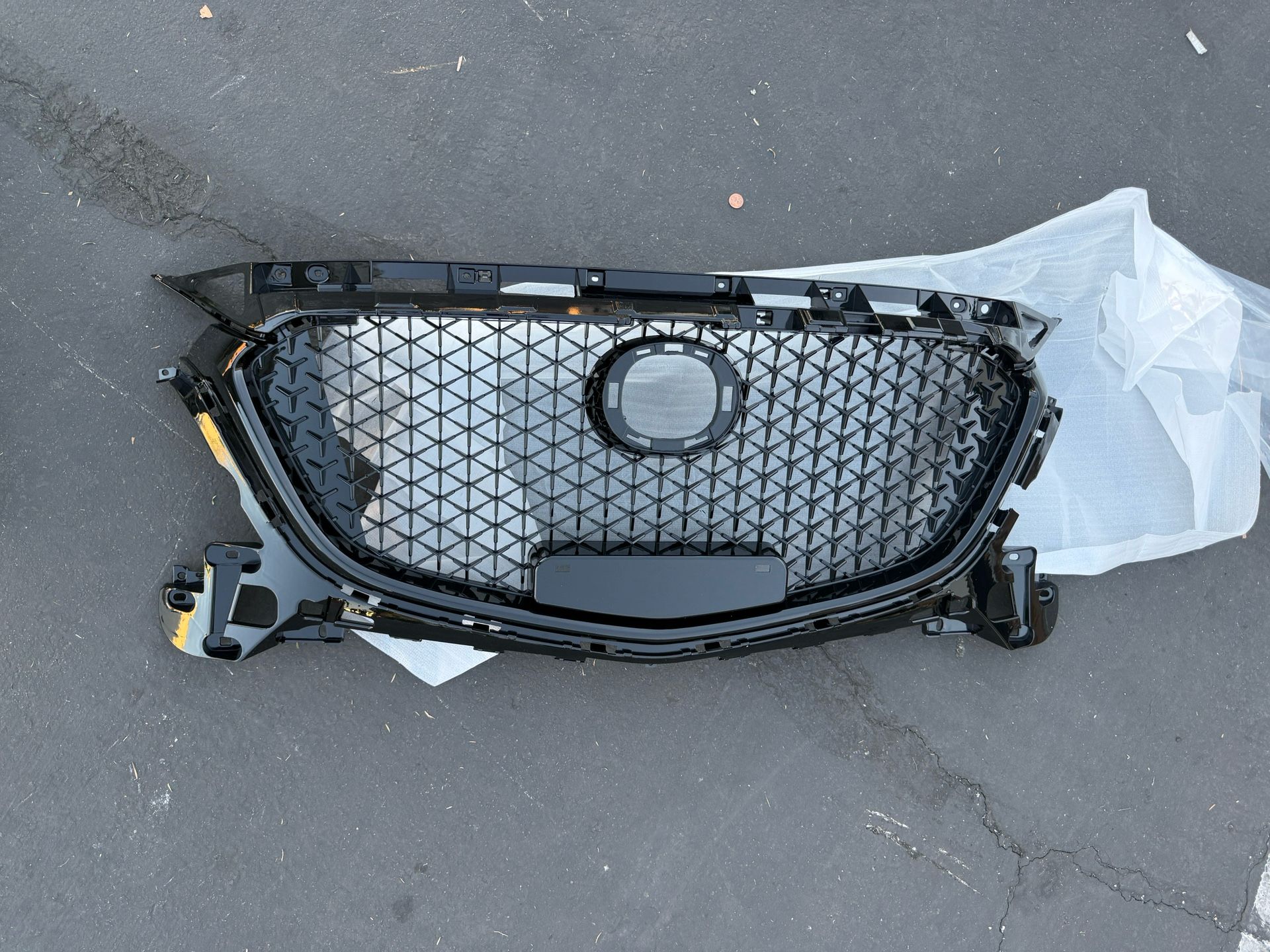 New 2017-2019 Mazda 3 Axela Front Bumper Grille Hood Grill Honeycomb Glossy Black 