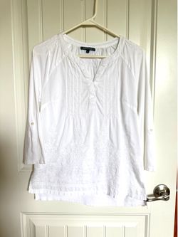 white embroidered cotton blouse small