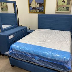 New Blue Queen Bedroom Set 