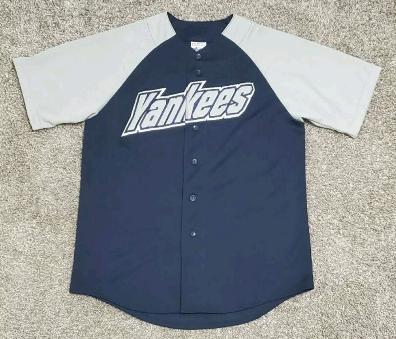 Vintage Men's Majestic New York Yankees Jersey Size L Blue Gray