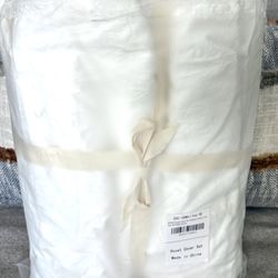 Queen Size 100% Washed Cotton Off White Duvet Cover Set 3 Piece Set