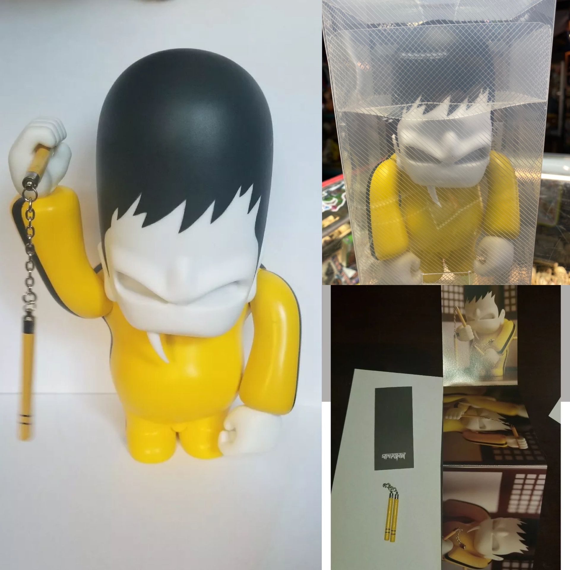 Rare Bruce Lee 7.5” Sofubi Vinyl Figure by Nothing Studio Toys Mint Complete in Box