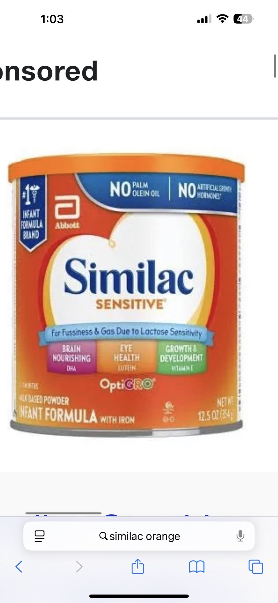 formula orange similac