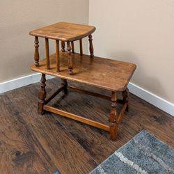 Vintage Two-Tier Wooden End Table