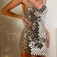 Sequin Body Chain Dress,Women Chain Skirts for Party Bling Rave Outfits