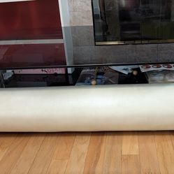 Large Glass Top Table With Leather Bottom 