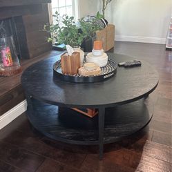 Black Wood Coffee Table - Crate And Barrel  - 50”