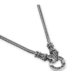 Sterling Silver Small Detachable Circle Marcasite Necklace