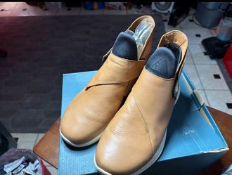 Tan Leather Ankle Booties with Cross Strap SIZE 8