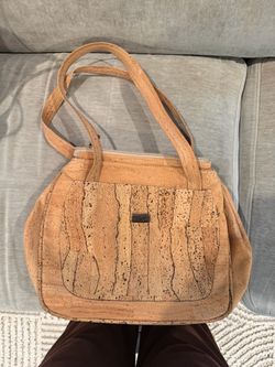 JN Cork Portugal Natural Cork Shoulder Hobo Bag Vegan Eco-Friendly Barely Used