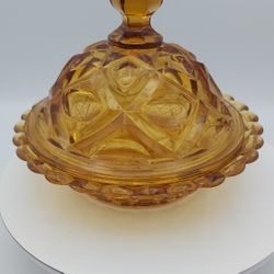 Vintage Viking Honey Amber Glass Butter/ Cheese Dish 