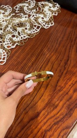 Hermès Clic H Bracelet White Enamel Gold