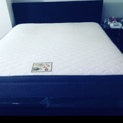 King size  foam 11” thick+Box split spring+Bed frame brand new delivery available financing 