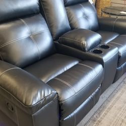 Espresso Faux Leather Sofa And Loveseat