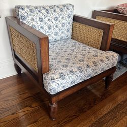 Wood Frame Straw Rattan Chair 
