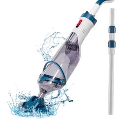 Pool Vacuum for Above Ground Pool with a Telescopic Pole, Running time up to 1H, T403 Handheld Rechargeable Pool Cleaner with Powerful Suction up to 1