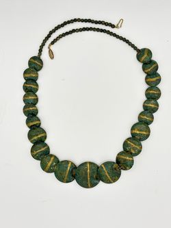Artisan-Style Green & Gold Statement Necklace