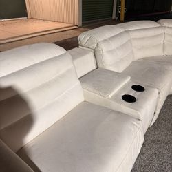 White Faux Leather Reclining Sectional 