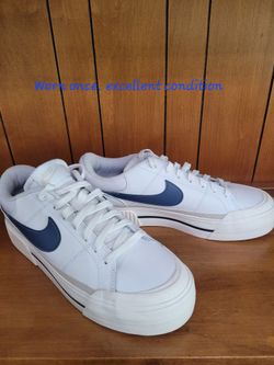 Nike Women's Court Legacy Lift Shoes - White/ Diffused Blue (DM7590-104) sz 10