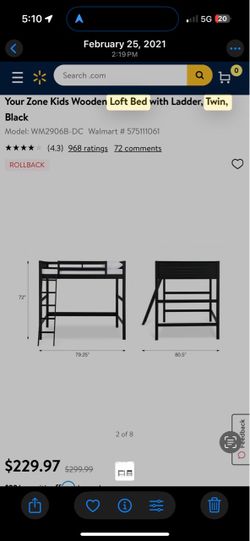 Wood Twin loft bed.