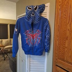 Spider Web Man Hoodie Kids Zip-Up  Fun Costume Jacket Web Pattern