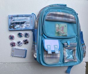 Disney Lilo & Stitch School Backpack for Girls Kids Teens-Light Blue with pencil set