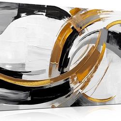 Abstract Gold Black White Canvas Art 40x20