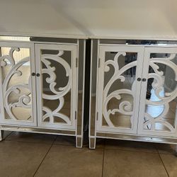 2 White Matching Cabinets 
