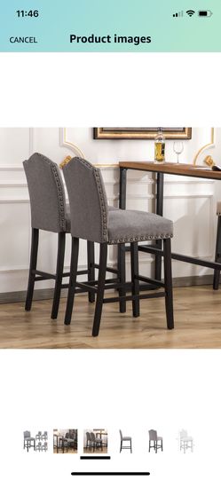 Brand New Set Of Two Gray Counter Height Bar Stools