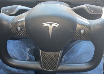 Tesla Steering Wheel with Carbon Fiber Trim