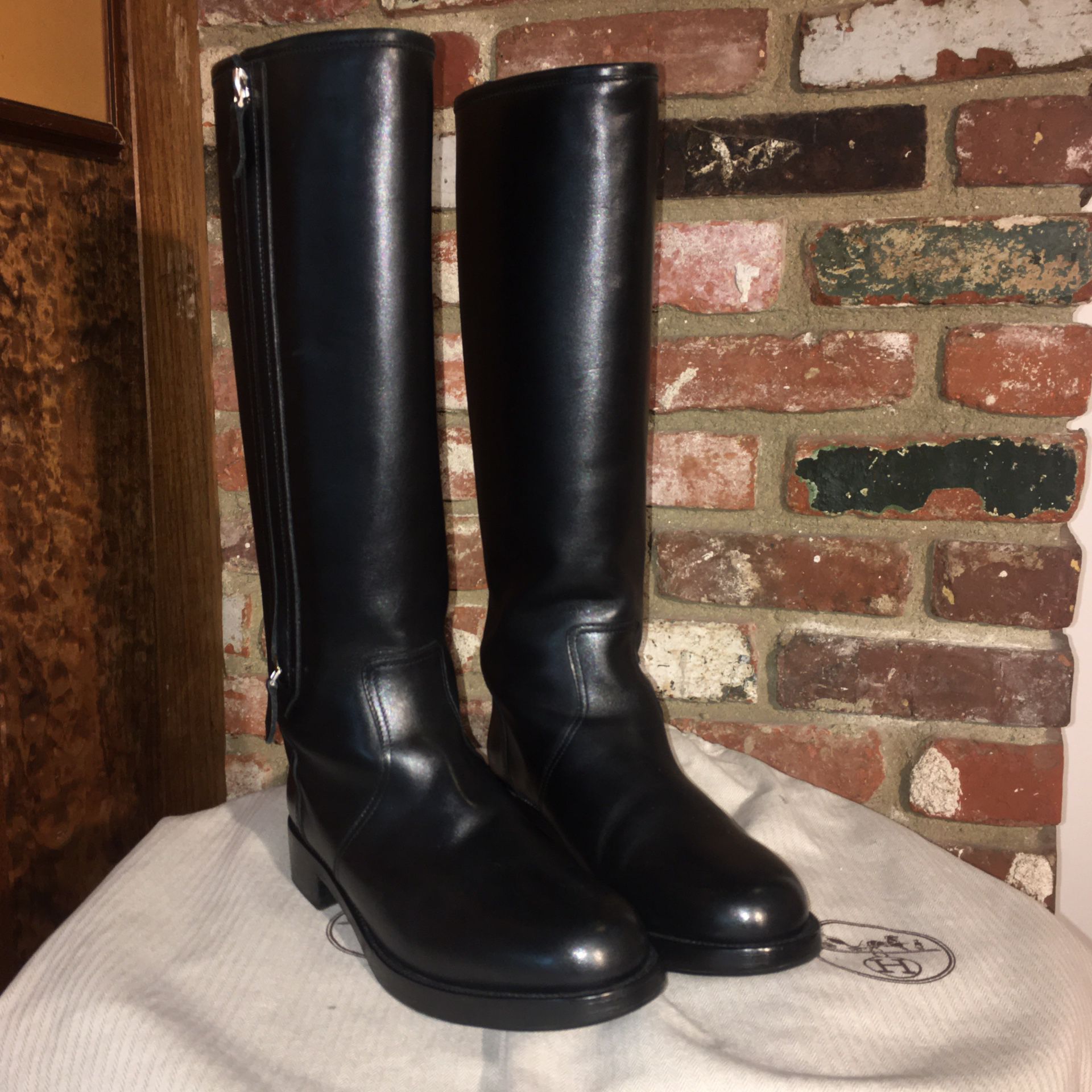 Hermes Black Leather “Land Boots” sz 39