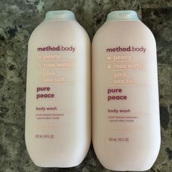 Method Body Pure Peace Bodywash 18 fl oz (2) Plant Based Cleanser Bodycare New