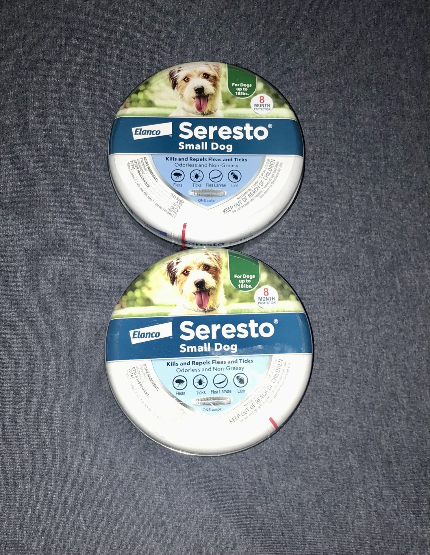 🐶 NEW!! 2 Seresto® Genuine Small Dog Collars (18 Pounds or less)
