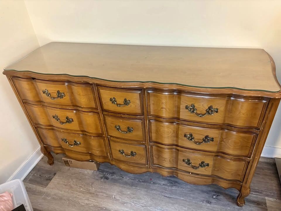 Wood Dresser With Glass Top - Will Deliver